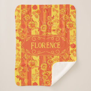 Couverture Sherpa Florence Floral jaune et orange