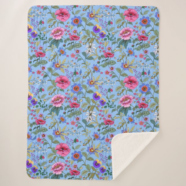 Couverture Sherpa Floriographie en Blue Sherpa Blanket (Devant)