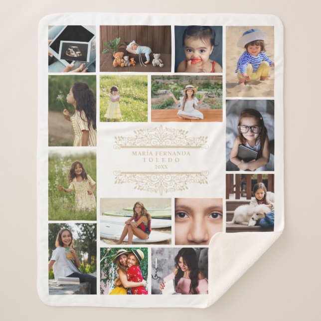 Couverture Sherpa Flourish Collage 16 Photos Timeline Life XV Años (Devant)