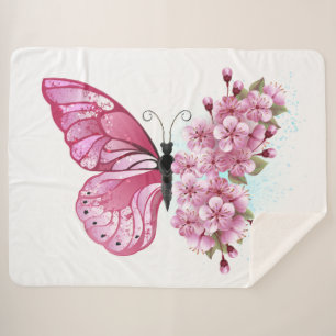 Couverture Sherpa Flower Butterfly
