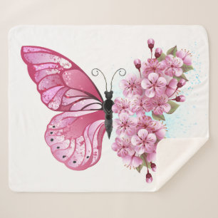 Couverture Sherpa Flower Butterfly