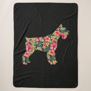 Couverture Sherpa Flower Funny Dog Silhouette