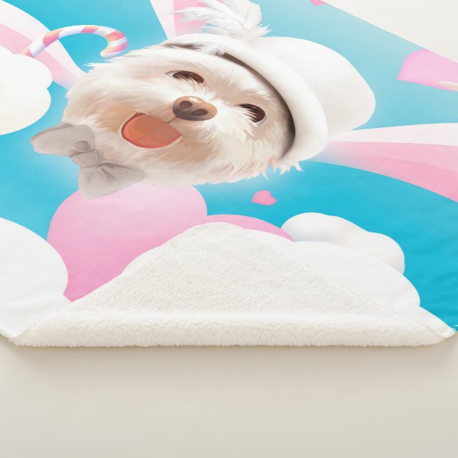 Couverture Sherpa Fluffy Dog avec Casquette blanc (3/4)