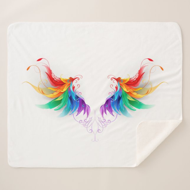 Couverture Sherpa Fluffy Rainbow Wings (Devant (Horizontal))