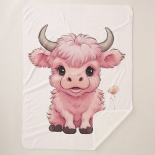 Couverture Sherpa Fluffy Rose Highlands Scottish Cow
