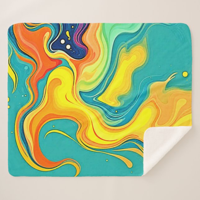 Couverture Sherpa Fluidité de la Joie : Vagues Abstraites (Devant (Horizontal))