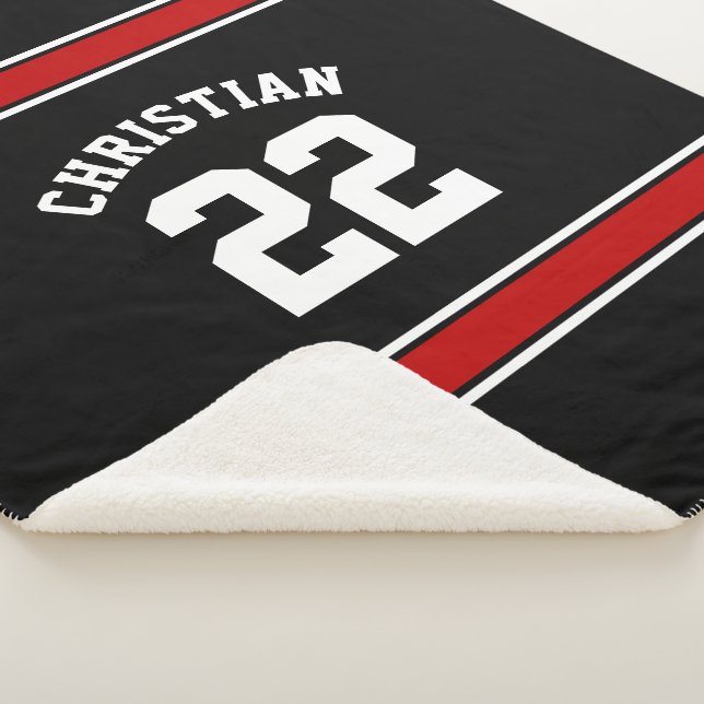 Couverture Sherpa Football personnalisé Jersey Novelty Sport Rouge (3/4)