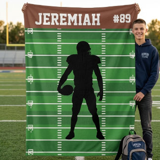 Couverture Sherpa Football personnalisé pour senior avec nom, numéro