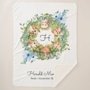 Couverture Sherpa Forêt Animaux Dream Garden Baby Boy Nursery