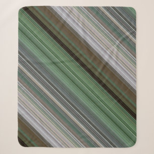 Couverture Sherpa Forêt de pins marron et vert rayé