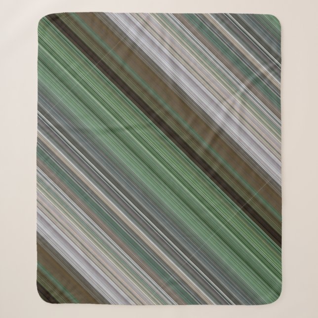 Couverture Sherpa Forêt de pins marron et vert rayé (Devant)