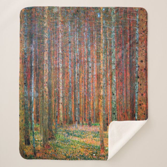 Couverture Sherpa Forêt de sapins | M. Gustav Klimt | (Devant)