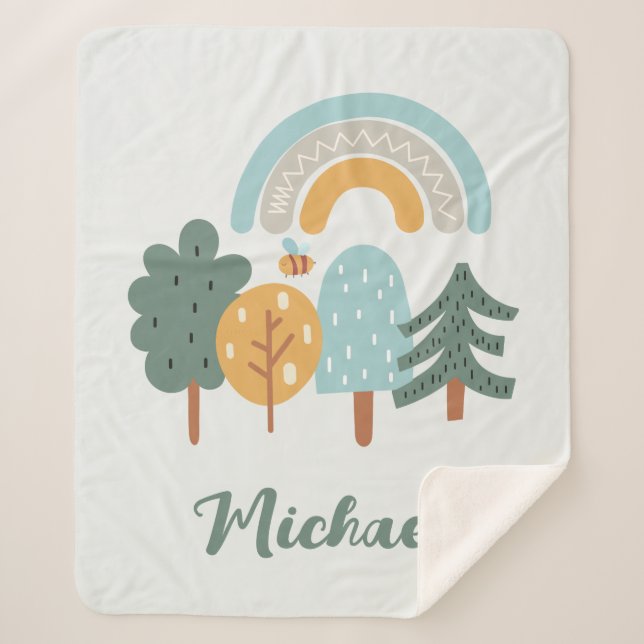 Couverture Sherpa Forêt magique arc-en-ciel mignonne (Devant)