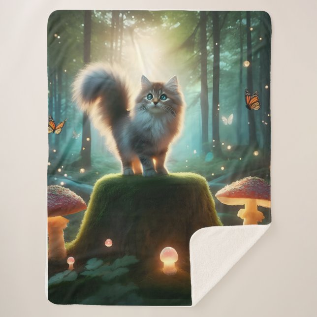 Couverture Sherpa Forêt magique Cat Blanket (Devant)