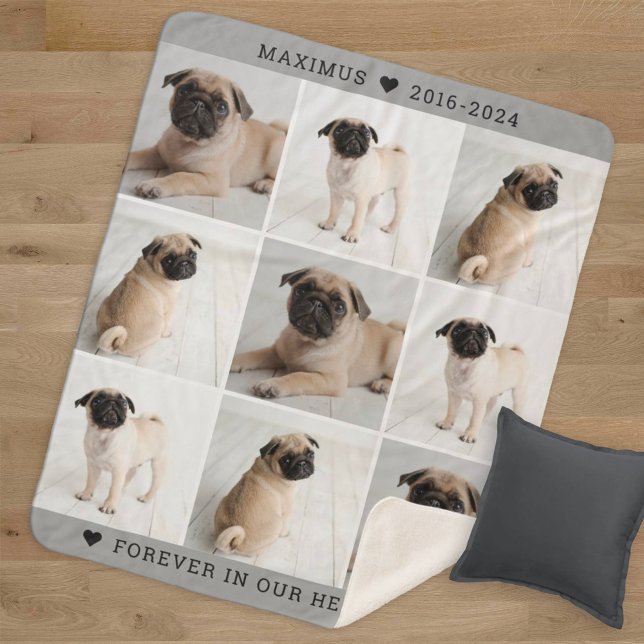 Couverture Sherpa Forever in Our Hearts Chien Photo Collage Memorial (Créateur téléchargé)