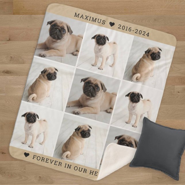 Couverture Sherpa Forever in Our Hearts Chien Photo Collage Memorial (Créateur téléchargé)
