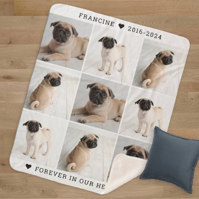Couverture Sherpa Forever in Our Hearts Chien Photo Collage Memorial (Créateur téléchargé)