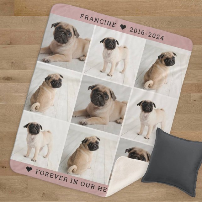 Couverture Sherpa Forever in Our Hearts Chien Photo Collage Memorial (Créateur téléchargé)