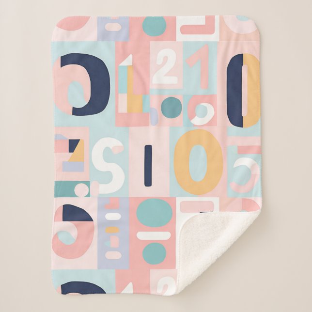 Couverture Sherpa Formes Abstraites Géométriques Rétro Pastel (Devant)