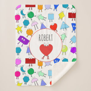 Couverture Sherpa Formes géométriques 2D et 3D colorées Motif pour e