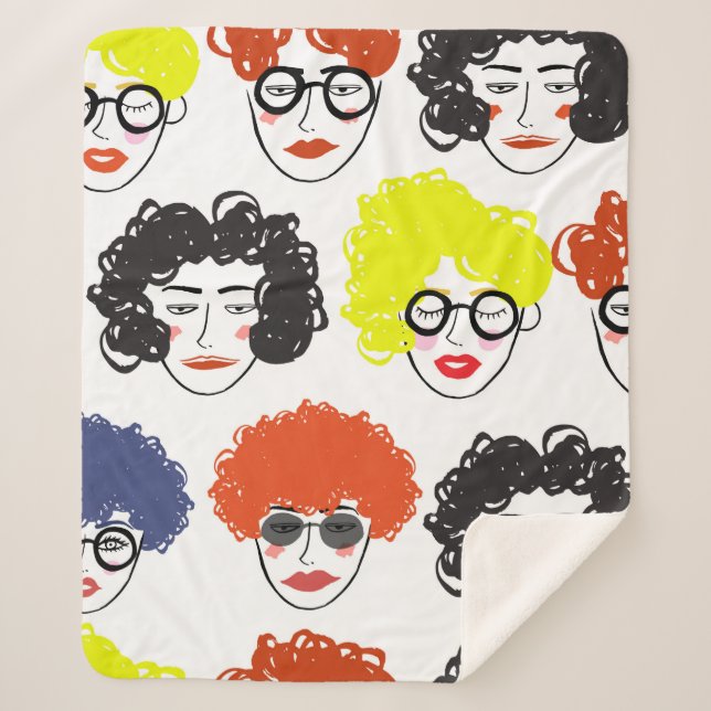 Couverture Sherpa Foule de gens drôles, arrière - plan sans couture (Devant)