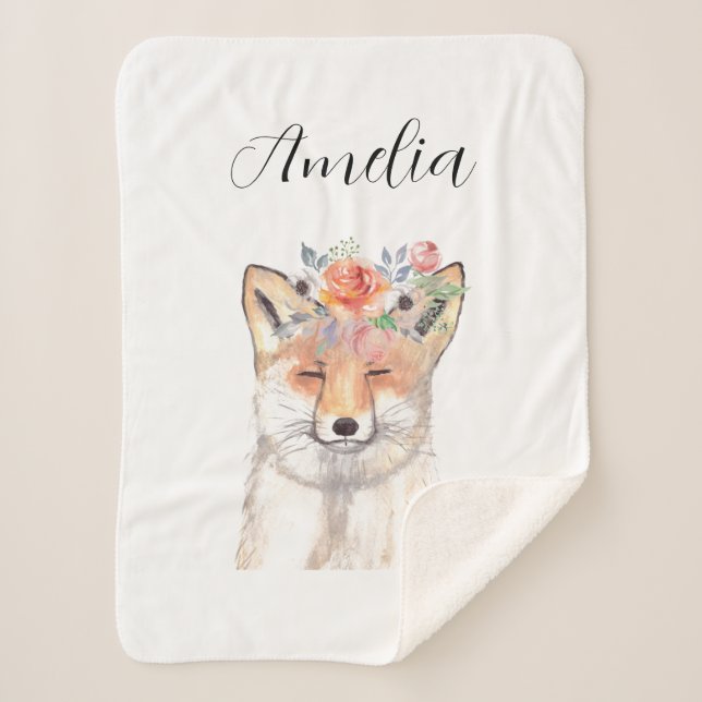 Couverture Sherpa Fox aquarelle Orange Cute Nursery Art Animal (Devant)