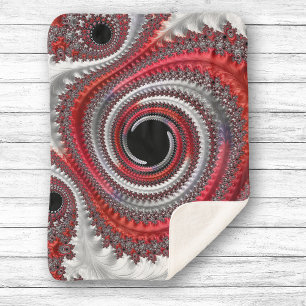Couverture Sherpa Fractale Abstraite, rouge et noire