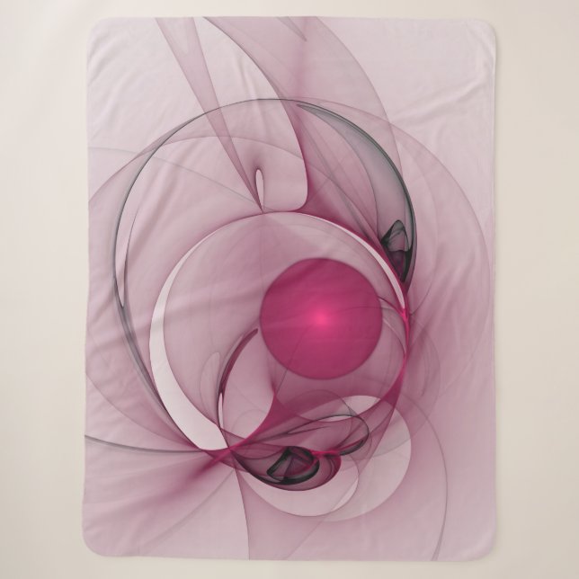 Couverture Sherpa Fractale balançante, Art Abstrait Moderne Rose Bai (Devant)