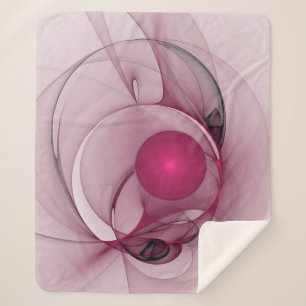 Couverture Sherpa Fractale Balançante, Art Abstrait Moderne Rose Ber