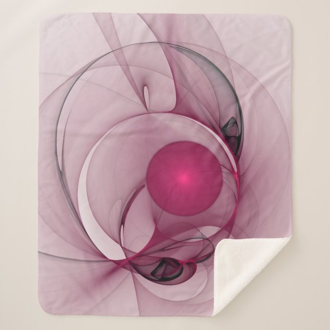 Couverture Sherpa Fractale Balançante, Art Abstrait Moderne Rose Ber (Devant)