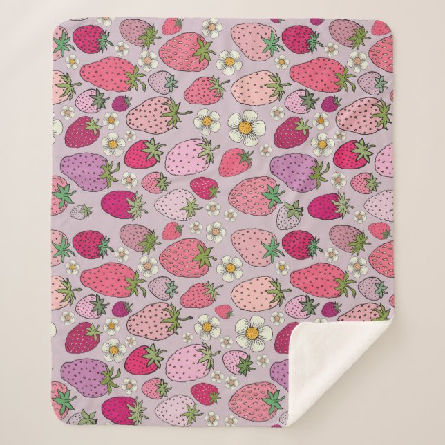 Couverture Sherpa Fraise Été Motif sans couture (Devant)