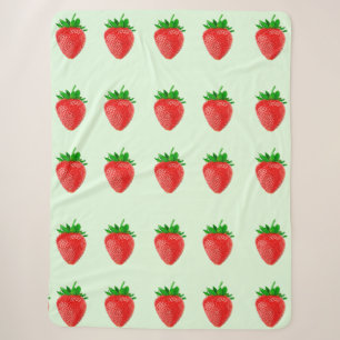 Couverture Sherpa Fraises sur Green Sherpa Blanket