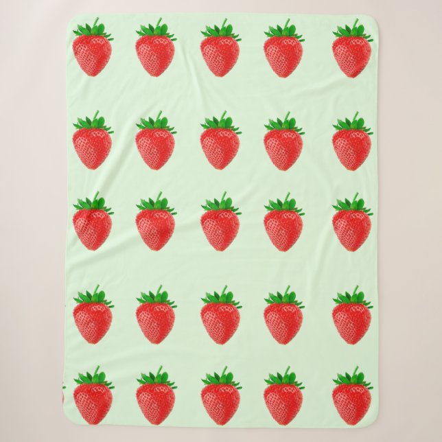 Couverture Sherpa Fraises sur Green Sherpa Blanket (Devant)