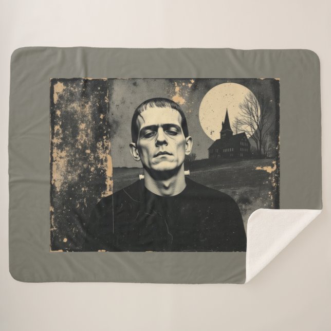 Couverture Sherpa Frankenstein Monster Halloween (Devant (Horizontal))