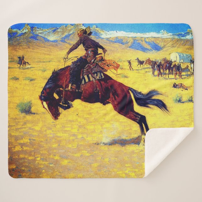 Couverture Sherpa Frederic Remington Une journée froide sur la gamme (Devant (Horizontal))