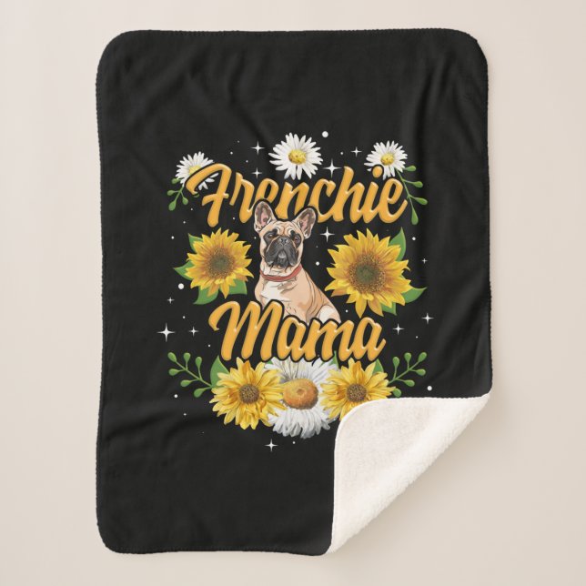 Couverture Sherpa Frenchie Mama French Buldog Sunflower (Devant)