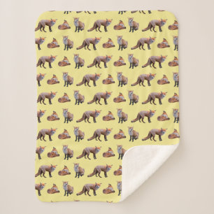 Couverture Sherpa Frénésie Renard Rouge (Jaune)
