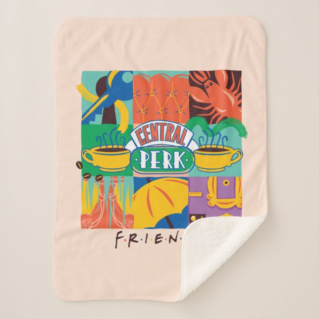 Couverture Sherpa FRIENDS™ | Central Perk Graphique Vibrant (Devant)