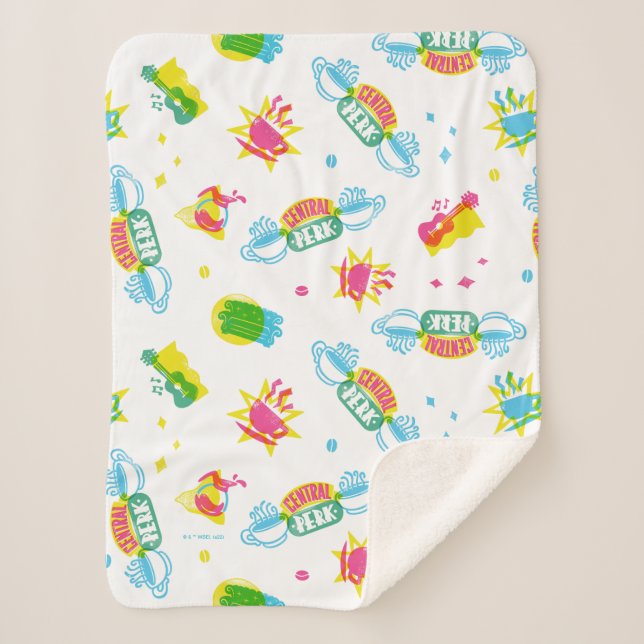 Couverture Sherpa FRIENDS™ | Motif Néon Central Perk (Devant)