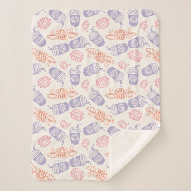 Couverture Sherpa FRIENDS™ | Pastel Central Perk Pattern (Devant)
