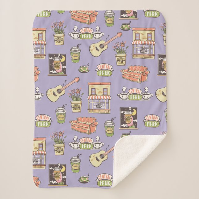 Couverture Sherpa FRIENDS™ | Purple Icon Pattern (Devant)