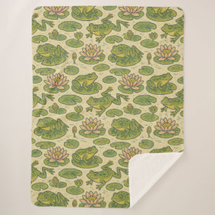 Couverture Sherpa Frog Lili pads Art Nénuphar