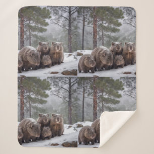 Couverture Sherpa Frozen Burrow : famille australienne Wombat