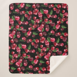 Couverture Sherpa Fruit cerise sur noir