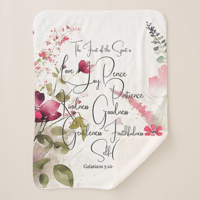Couverture Sherpa Fruit de l'Esprit rose floral (Devant)