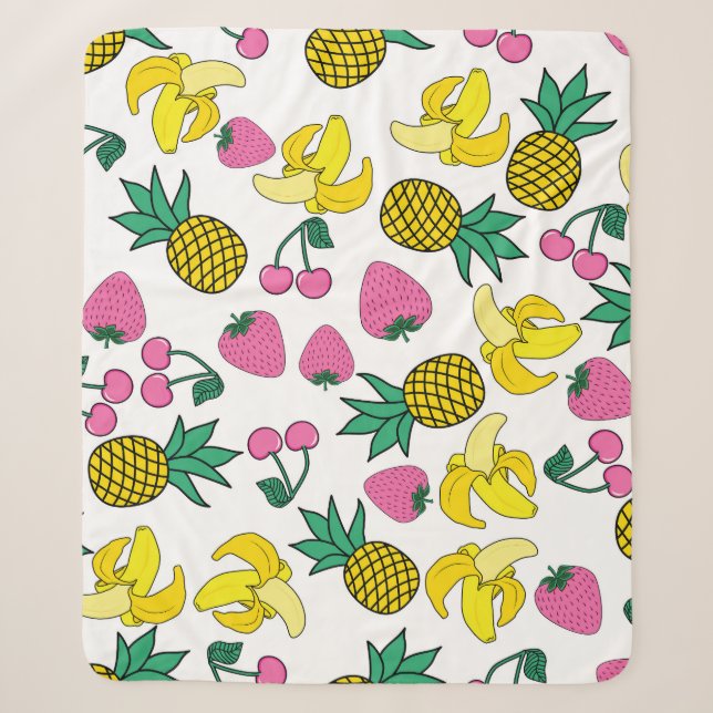 Couverture Sherpa Fruit Fiesta : Bananes, ananas, fraises (Devant)