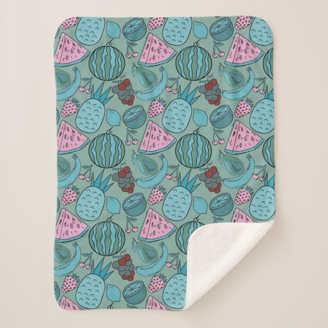 Couverture Sherpa Fruit motif transparent | motif de surface de frui (Devant)