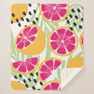 Couverture Sherpa Fruit sans couture motif, pamplemousse à l tropic