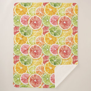 Couverture Sherpa Fruits Citriques Lime Citron Orange Pamplemousse