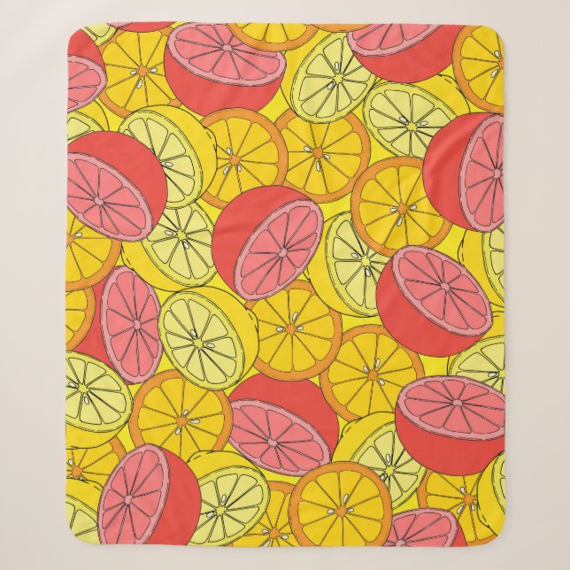 Couverture Sherpa Fruits d'agrumes Motif transparent (Devant)